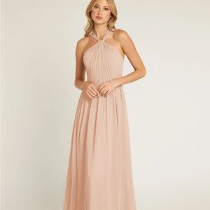 Elegant Halter Neck Dress in Blush Pink